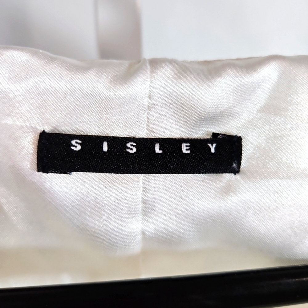 Sisley White Cotton Dress Size Medium - Picture 2 of 8